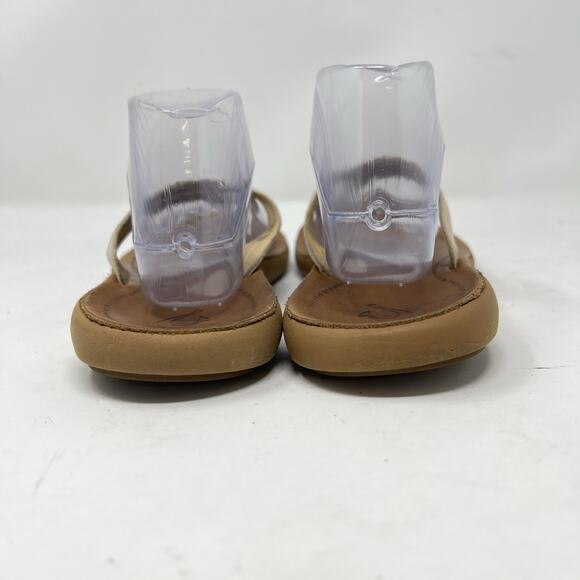 OLUKAI Kapehe Luana Tapa Sahara Leather Straps Thong White Sandals Size 11 - Picture 5 of 10